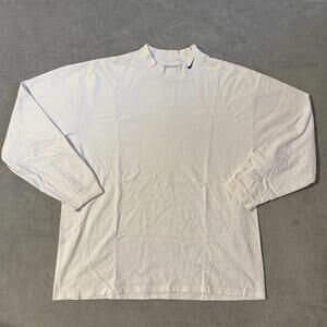 Vintage Nike Mock Neck Long Sleeve Shirt White XL Made in Canada Swoosh Logo